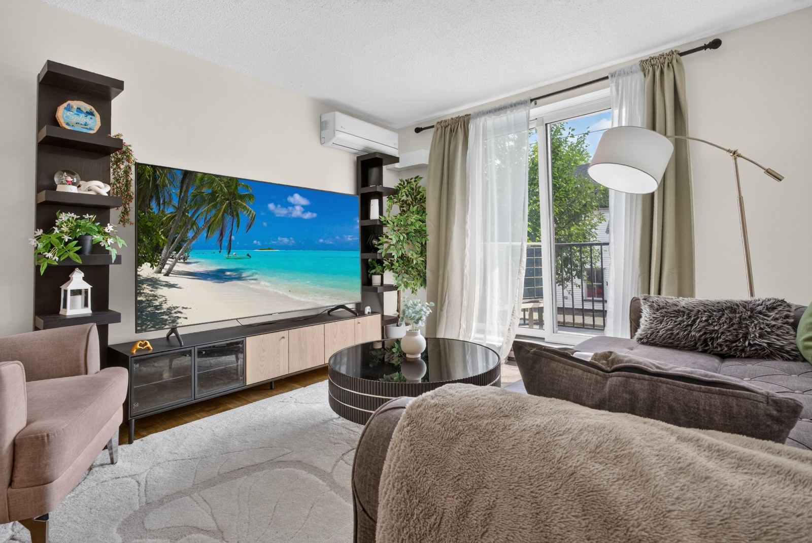 Living room with balcony door