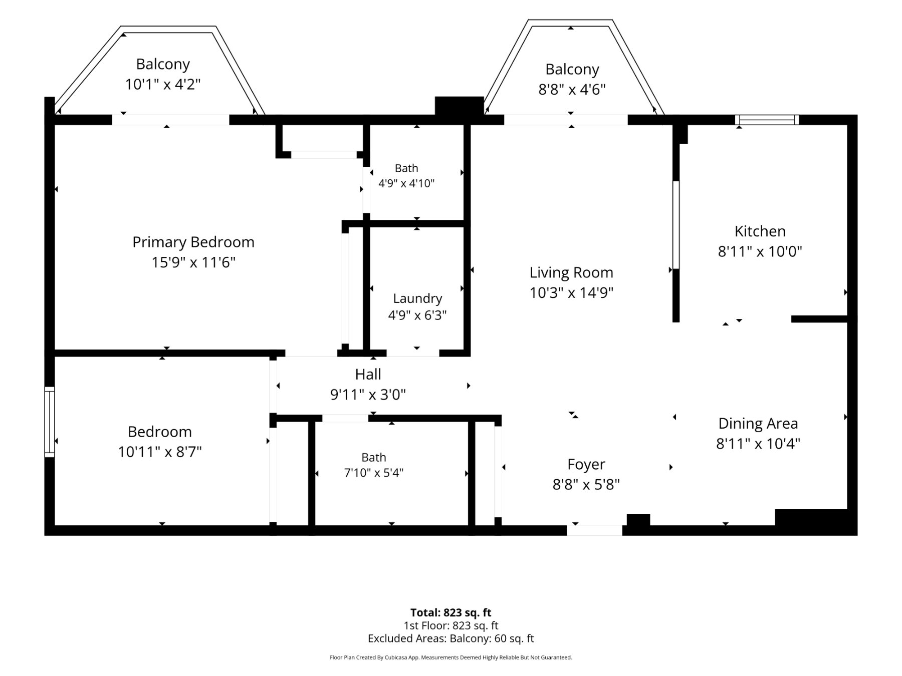 Floor plan, 823 square feet